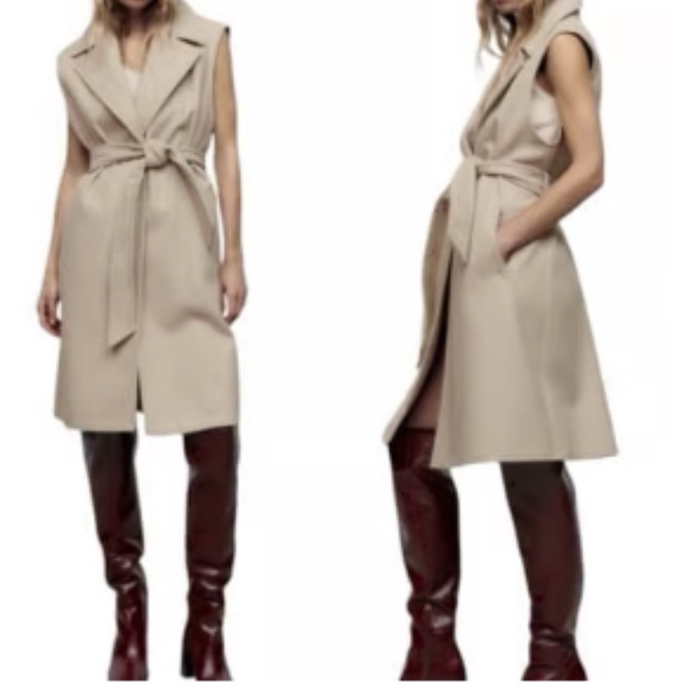 Zara Suede Sleeveless Vest Coat